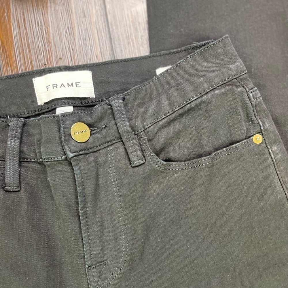 FRAME DENIM Le Skinny de Jeanne Crop Black Denim Jeans Size 26 - Picture 5 of 14